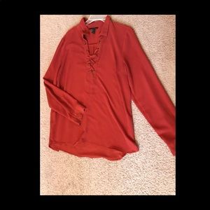 Orange red long sleeve top